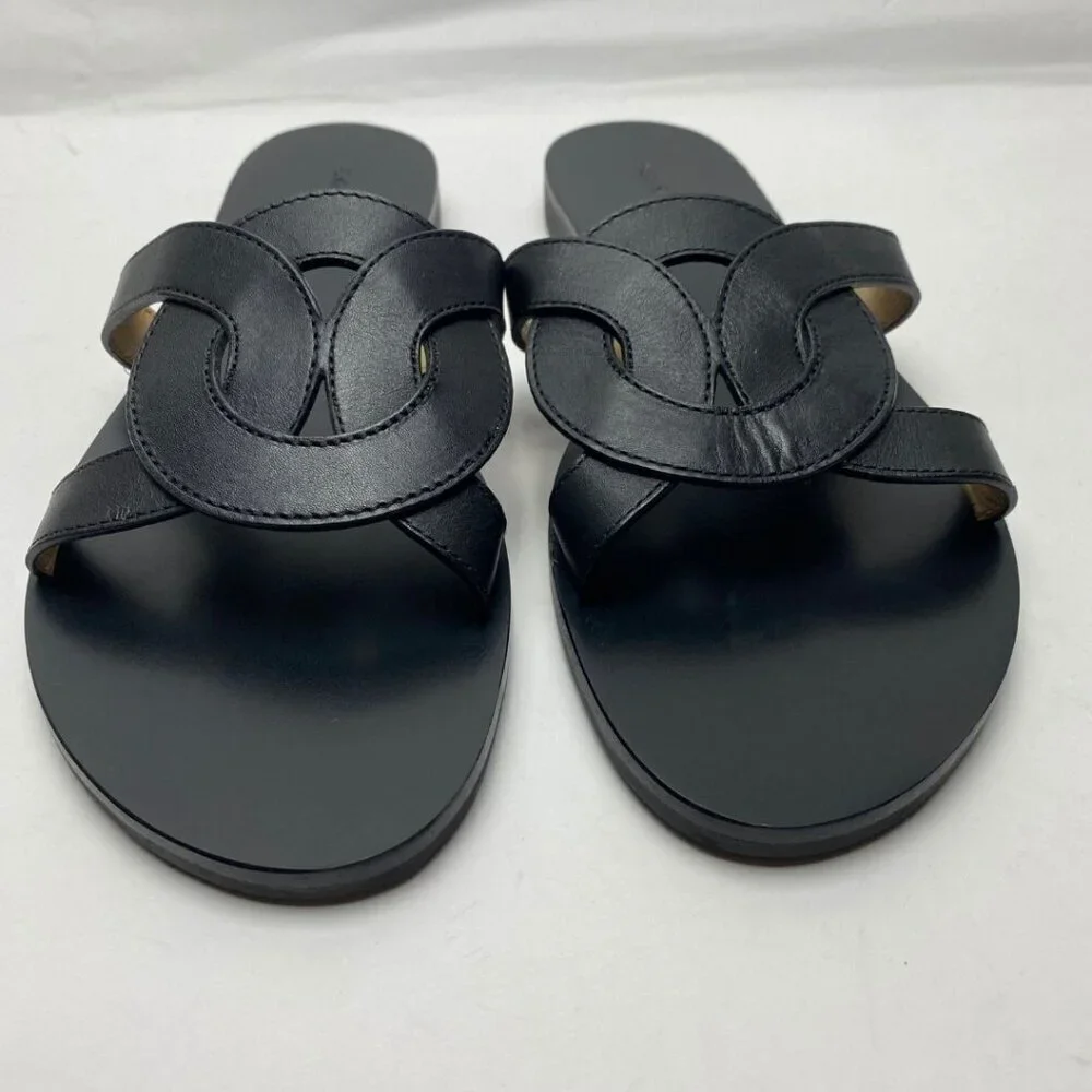 & OTHER STORIES Leather Knot Detail Sandals in Black Size 7